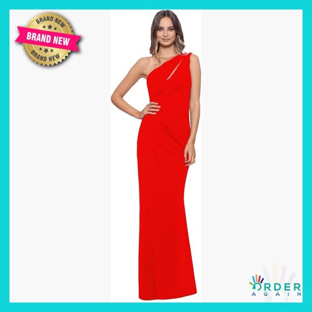 Elegant Formal Gown One Shoulder Ruched Side Detail Floor Length Fitted